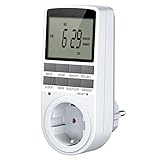 Digitale Zeitschaltuhr Steckdose, elektronische Digitale Zeitschaltuhr mit LCD-Display und Anti-Diebstahl-Zufallsmodus, integrierter Berührungsschutz, Energieeinsparung für Haushaltsgeräte