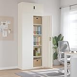 Aktenschrank Weiß 90x40x240 cm, Pulverbeschichteter Stahl, Abschließbarer Büroschrank mit 4 Einlegeböden, Robuster Stahlschrank für Büro und Lager