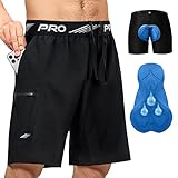 NICEWIN 2 in 1 MTB Kurze Fahrradhose Herren mit Abnehmbarer gepolstert Radlerhose, Schnelltrocknen Mountainbike Shorts mit 4D Sitzpolster Radunterhose, Atmungsaktiv Radhose mit 4 Taschen
