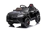 FINOOS Lambo Urus Elektroauto für Kinder, Originallizenz, Batterie, vertikal öffnende Türen, 2 Motoren, 12-V-Batterie, 2,4-GHz-Fernsteuerung, 1 bis 4 Jahre (Schwarz)
