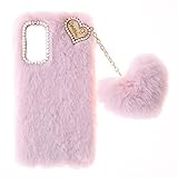 BLOTECH Plüsch Hülle für ZTE Blade A55 Plüsch Flauschig Schutzhülle Handyhülle Schutzhülle Herzanhänger Niedlich Pelzigen Schale Etui Tasche Flauschige HandyHülle für ZTE Blade A55,Rosa