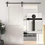 WINSOON 200CM Schiebetürbeschlag Schiebetür Komplettset Set Schiebetürsystem Schiene für 100CM Einzelne Türen, Innentüren und Wandschränke Schiebetür kit