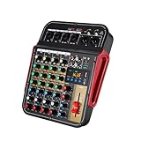 EDEDE Audiomixer, 6-Kanal-Audiomischer, Tragbares Mischpult, USB-Schnittstelle, 48 V Phantomspeisung, Audio-Mischverstärker Mit Effekten, Mischpult für Partys