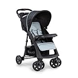 hauck Shopper Neo II, Schwarz Grau - Kinderbuggy mit Liegeposition ab Geburt bis 22 kg, 2x Tablett mit Getränkehalter, Einhändig Klein Zusammenklappbar, Tasche im Verdeck, XL Korb