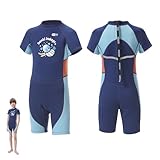 Neoprenanzug Kinder, 2MM Neoprenanzug Kinder Kurz/Lang, Thermischer UV-Schutz Badeanzug, Rückenreißverschluss zum Schwimmanzug kinders, Neopren Wetsuit für Mädchen Jungen 4-12 Jahre