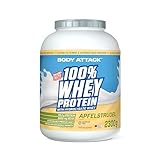 Body Attack 100% Whey Protein - Apfelstrudel - 2,3 kg - Made in Germany - Extra cremiges Eiweißpulver mit Hydrolysat & BCAA´s, unterstützt Muskelaufbau und Diäten - Für Sportler & Athleten