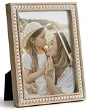 SUMGAR Bilderrahmen Boho 13x18 cm Holz Rustikale Fotorahmen Holzfarbe mit Holzperlen Vintage Kiefer holzrahmen Wand Deko Jubiläum Geburtstag Muttertag Paar Geschenk