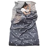 Azarxis Hüttenschlafsack Baumwolle Ultraleicht Reiseschlafsack Kleines Packmaß - Sommer Schlafsack Innenschlafsack (Grau, M - 120 × 230 cm)