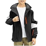 XINYUNZU Unisex Kinder Windjacke Softshelljacke Mode Jacke Windbreaker Wasserdicht Übergangsjacke Kapuzenjacke Outdoor Jackets Jacken für Jungen und Mädchen Outlet Angebote Schwarz 6 Jahre