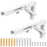 2 STK Klappkonsole Schwerlast, Klappscharnier, Klappwinkel 90 Grad, Scharniere Klappbar Winkel, Klappscharniere für Tischplatten Klapptisch Wand, Regalwinkel Regalträger für Küche Büro Tisch, weiß