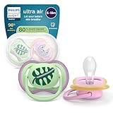 Philips Avent ultra air Schnuller – kiefergerecht geformtes Design, für Babys, 6–18 Monate, weicher, symmetrischer Silikonsauger, BPA-frei, mit Sterilisationsbehälter, 2er-Pack, SCF087/13