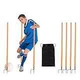 BOOSTEADY Slalomstangen Fußball Set 4 Stücke Teleskop Fussball Agility Trainingsstangen Fitnessgeräte Sport Gym Home Workout für Erwachsene oder Kinder Hunde Fußball Trainingsset, 119cm