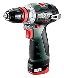 metabo Akku-Bohrschrauber PowerMaxx BS 12 BL Q - 12 V, Bürstenlos, Schnellspannbohrfutter, LED-Licht, kompakt und leistungsstark für Heimwerker und Profis - Inkl. 2 x Akku 2.0 Ah, Ladegerät und Koffer