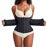 Yixinly Korsett Damen Bauchweg Doppelte Verschlüsse, Waist Trainer Doppellagiges Verschlusssystem Bauchweggürtel Damen Waisttrainer Taillenformer, Verbessern Sie die Körperformung Schwarz (XL)