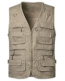 KTWOLEN Herren Outdoor Weste mit Multi-Taschened Anglerweste Jagd- und Angler Camping Wandern Weste Freizeit Ärmellos Jacke, A-Khaki, XXL