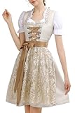 KOSMEEU Dirndl Damen Midi Trachtenkleid Oktoberfest Trachtenmode Trachten Trachtenrock Germandress inkl. Dirndl Dirndlschürze Dirndlbluse Apricot 38