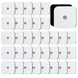 BRIOTA Nachkaufset Selbstklebende Gel-Elektroden Pads, 35 Pads Universal Klebeelektroden 50x50mm Für Sanitas TENS/EMS Geräte Mit 3.5mm Druckknopf, Wiederverwendbar, Haft- & Leitfähig