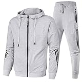 Udbeksid Jogginganzug Herren 2-Teilig Trainingsanzug Hausanzug Oversized Pullover Hoodie Und Baggy Baumwolle Jogginghose Sportanzug Kapuzenpullover Kapuzenjacke Jogginghose Jogginganzug Set (XL,F)
