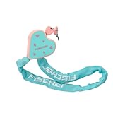 FISCHER Fahrrad Kinderschloss, PROTEC CK65 Herz Kettenschloss mit 2 Schlüsseln, buntes Design, hohe Sicherheit für Kinderfahrräder, hellblau, Länge: 65 cm