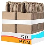 50 Braune Kraftpapier-Tragetaschen mit Henkel (15x8x21 cm) ，Papiertüten Geschenktüten Weihnachten ，Vielseitige Geschenkverpackung für Hochzeiten, Geburtstage, Partys & Einkäufe ，Geschenktaschen.