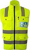 Prowiste Profi Sicherheitsweste mit Taschen und Reißverschluss XXL- Extra Hohe Sichtbarkeit - Waschbar - Warnschutzweste