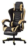 CRBUDY Bürostuhl E-Sports Stuhl Ergonomischer Bürostuhl Gamingstuhl Hohe Rückenlehne Drehstuhl Racing Stuhl Bürostuhl Computerstuhl (Gold)