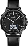 findtime Armbanduhr Herren Analog Digital Herrenuhren Schwarz Lederarmband mit Stoppuhr 12/24H LED Kalender Woche Datumsanzeige Klassische Elegantes Design