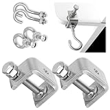 C Klemme 6 Stück Set,Edelstahl Schraubklemme,Klemmhaken C-Clamp,mit Edelstahl Haken Ringschrauben, Klemmen Metall für Holzarbeiten, Schweißen und Tischlerei,Einstellbar Klemmbereich ist 0-25mm