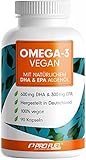 Omega-3 vegan aus Algenöl (2.000 mg) Testsieger 2021, hochdosiert mit 600mg DHA & 300mg DHA - hochwertige Omega-3 Algenöl Kapseln (vegan) - laborgeprüft mit Analyse-Zertifikat - 90 Kapseln