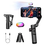 AOCHUAN 3-Achsen Gimbal Stabilisator für Smartphone mit RGB Magnetisches Fülllicht Upgraded Face Tracking Focus Wheel Faltbarer Phone Gimbal für iPhone/Androidn Stabilisator Vlog Aufnahme Smart XE Kit