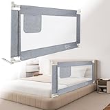 Kuro-sagol Bettgitter Rausfallschutz Rausfallschutz Kinderbett für Baby Bett & Elternbett mit absenkbarem Design und praktischer Aufbewahrungstasche, 150cm, hellgrau