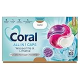 Coral Allin1 Caps Wasserlilie & Limette effektives Colorwaschmittel für saubere Farben mit langanhaltendem Duft 15 WL