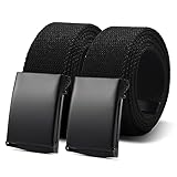 Unisex Gürtel Nylon Canvas Belt - 2 er Business Güertel Länge 130 cm Breit 3,8 cm Automatischer Schnallen Verstellbarer mit Arbeitsgürtel Stoff Herren Damen Universal Outdoor Güertel für Herre Schwarz
