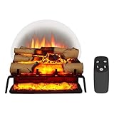 BALDERIA Elektrokamineinsatz Lily | Elektrische Feuerstelle, LED 3D-Flammeneffekt, dimmbar, Kamin mit Heizung, Heizfunktion, 1500W Leistung, Knistereffekt, Thermostat, Fernbedienung (Birkenholz)