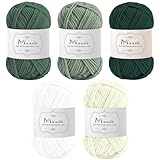 Maxee Häkelgarn 250g (50g*5 Farbe), Acryl Wolle Zum Stricken, Garn zum Häkeln und Stricken, Hand Knitting Yarn Set, Handstrickgarn Baumwollgarn für Häkeln, Wolle zum Stricken und Kunsthandwerk