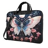 Mexpekil Laptoptasche, Fantasie, Schmetterling, Blumenmund, Messenger, Schultertasche, Computer-Aktentasche mit Gurt, mehrfarbig, 15.6 inch