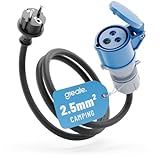 greate 16A Schuko Stecker auf CEE Kupplung - CEE Adapter 230V mit 150 cm Kabellänge & IP44 Schutz - CEE Adapter Schuko, Wohnwagen Stecker, Campingstecker Adapter, Camping Kabel Adapter