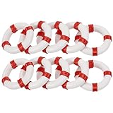 VOSAREA 10 Stücke Rettungsring Deko Mini Deko Rettungsring Klein 2,5 cm Rettungsring Nautische Harz Mini Rettungsring Miniatur Ornamente für DIY Handwerk, Rot