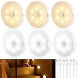Tailcas Nachtlicht mit Bewegungsmelder, 6 Stück LED Nachtlicht Aufladbar USB, 1000mAh Dimmbar, Warmweiß/Kaltweiß, Nachtlampe Schranklicht für Treppe, Kinderzimmer, Flur, Küche, Schlafzimmer