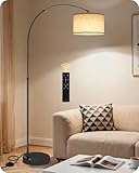 GOEBLESON Stehlampe Wohnzimmer, 158-188 cm höhenverstellbare Bogenlampe, Dimmbare Stehleuchte mit Fernbedienung, mit LED Birne, Beige Schwarze Standlampe für Schlafzimmer, ZE15LDD05