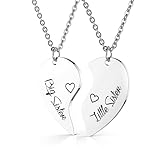 HOFOYA Schwester Halskette Set 2 3 4, Große Nebel Mid Fog Lil Nebel Geschenke Mutter Ornamente und Halskette Schmuck Geschenk für große mittlere kleine Schwestern Freundschaftsgeschenke,