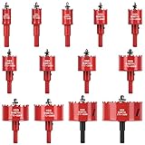 Idong 13-teiliges Bi-Metall-Lochsägen-Set mit Dorn und Pilot-Bit, 18-75 mm Lochschneider-Set, Bohrer zum Schneiden von Holz, Sperrholz, Kunststoff, Trockenbau, dünnem Blech, ideal für DIY-Projekte und