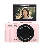 Plyisty 5K 75MP Selfie Digitalkamera mit 18x Zoom, WLAN, LED -Licht, 32 -GB -Speicherkarte, Flip -Bildschirm für Professionelle Fotografie