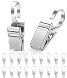 Caianwin 20 Stück Gardinen Klammern Edelstahl Vorhang Clips Silber Metall klemmhaken für Vorhänge Duschvorhang Fotos Lichterketten