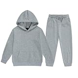 2025 Trainingsanzug für Kinder Jungen Mädchen Einfarbig Jogginganzug Mit Langarm Kapuzenpullover Jogging Hosen Sportanzug Kinderkleidung Set Unisex 2 Piece Freizeitanzug Sportkleidung 2-13 Jahre