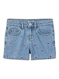 NAME IT Mädchen NKFBELLA REG DNM Shorts 3674-BE NOOS Jeansshorts, Light Blue Denim/Detail:Heart Embroidery, 182
