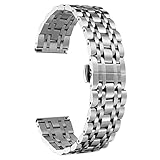 BINLUN Edelstahl Uhrenarmbänder 12mm-24mm SmartWatch Ersatzband Metall uhrarmband für Damen&Herren 6 Farbe kompatibel mit Samsung Galaxy Watch 6, kompatibel mit Garmin Vivoactive 3(Silber,24mm)