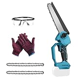 Mini Akku Kettensäge 8 Zoll kompatibel mit Makita 18V (Ohne akku), Bürstenlose Elektro baumsäge, klein Kettensägen Kette Sicherheitsschloss Automatischer Öler astsäge Säge akkusäge Handkettensäge