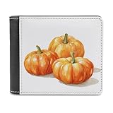 Jubonexis Drei orangefarbene Kürbisse, weiches PU-Leder, Bifold Wallet, Münzgeldbörse, Kreditkartenetui, robuster Kartenhalter, schlanke Geldscheinfach für Männer und Frauen