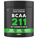 Bandini® BCAA 2.1.1 | 500 Tabletten | Verzweigtkettige Aminosäuren Leucin, Isoleucin, Valin + B1, B6 | Vor und nach dem Training - Für den Muskelaufbau | 5 Tabletten/Tag für einen Vorrat von 100 Tagen
